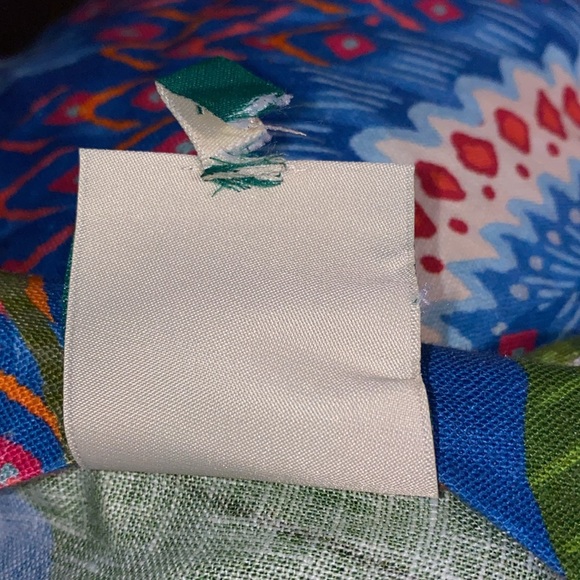 FARM RIO Mini Wrap Dress in Blue Macaw Print 100% linen - Picture 3 of 6